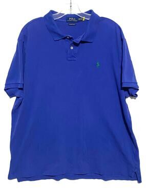 Polo Ralph Lauren Custom Slim Fit Blue Polo Shirt Men XXL Green Pony Casual Golf